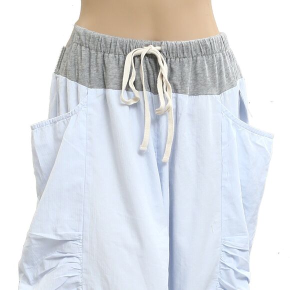 Free people Free-est Heather Pants Pull-On Ruched Jogger Blue Cotton M 283544 - Picture 6 of 9